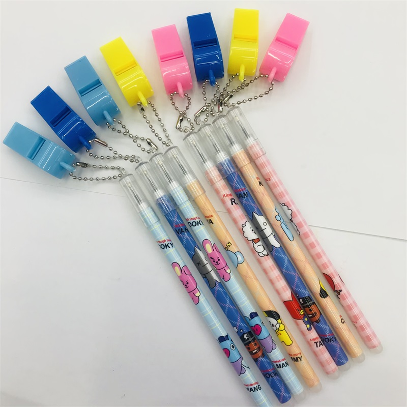 Creative Cartoon Pen Whistle Pendant Rub Easy to Wipe Primary and Secondary School Students Black Gel Pen Prize Gift Stationery Wholesale