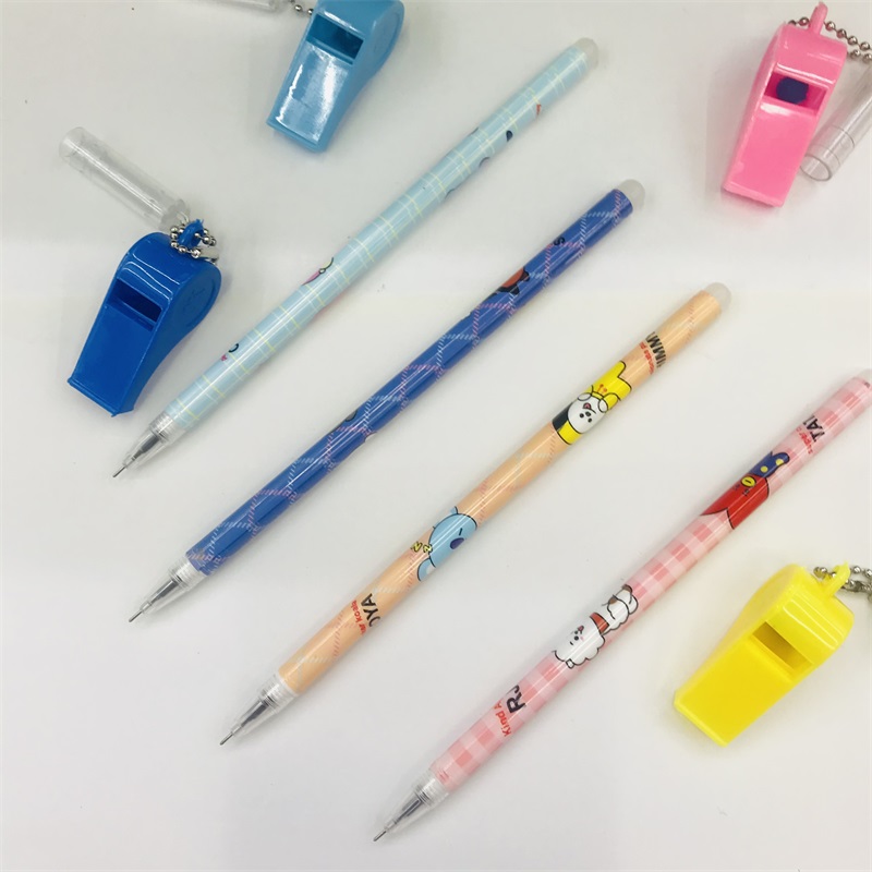 Creative Cartoon Pen Whistle Pendant Rub Easy to Wipe Primary and Secondary School Students Black Gel Pen Prize Gift Stationery Wholesale