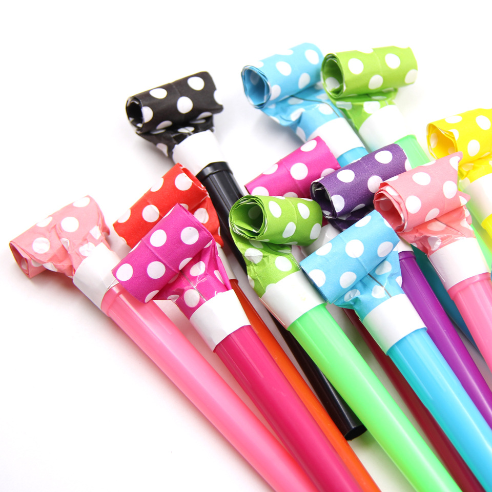 10 PCs 11cm Dot Long Tube Blowouts Cross-Border Amazon AliExpress Cheering Props Creative Whistle