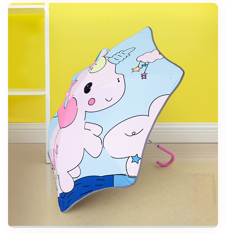 Children's Umbrella Cute Cartoon Vinyl Sun Protective Sunshade Dual-Use Umbrella Boys and Girls Princess Small Umbrella Safety Buckle Student Umbrella