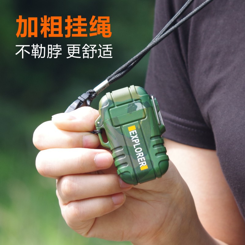 Arc Charging Lighter Outdoor Portable Waterproof Windproof Cigarette Lighter Creative Personality Belt Safety Buckle