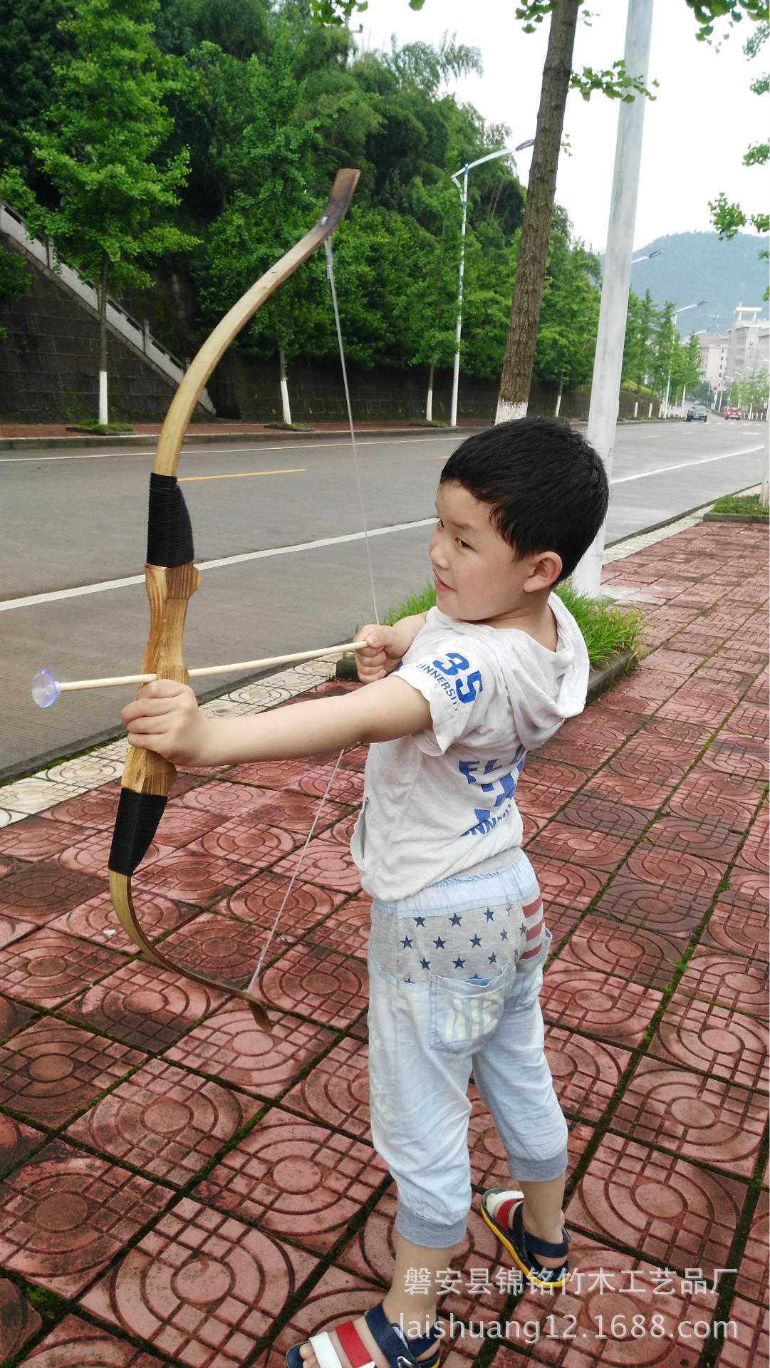 Bamboo Crafts Bamboo Bow and Arrow Children's Educational Toys Sucker Bow and Arrow Set Reflex Bow Children's Outdoor Toys