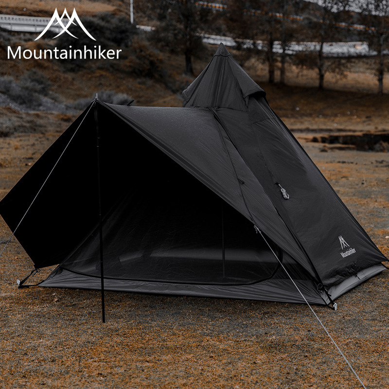 Mountain Guest Mountainhiker Camping Equipment Teepee Tent Sunscreen And Waterproof Outdoor BLACK TOWER Canopy Tent