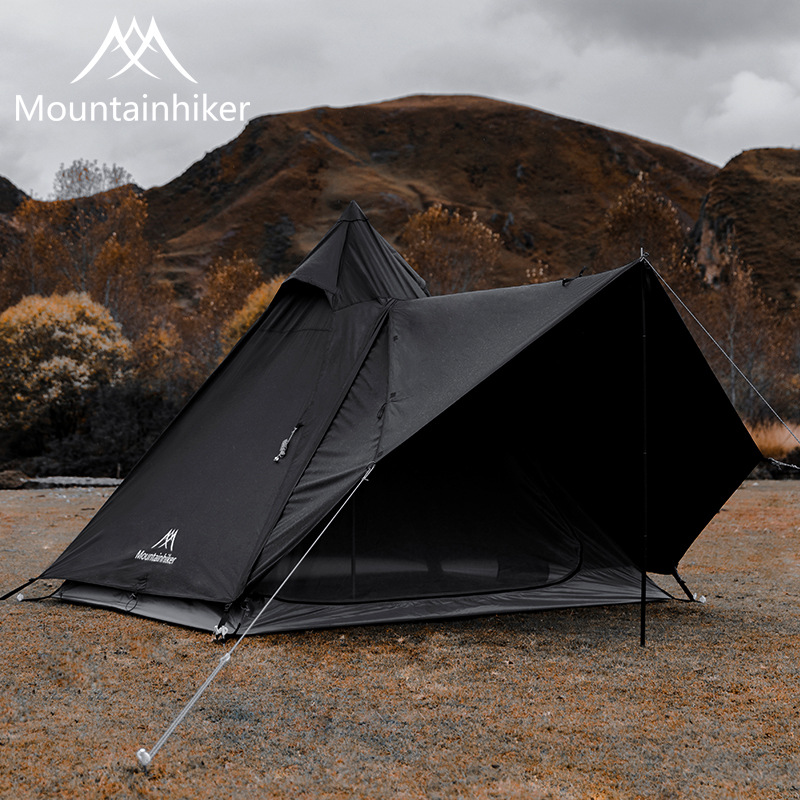 Mountain Guest Mountainhiker Camping Equipment Teepee Tent Sunscreen And Waterproof Outdoor BLACK TOWER Canopy Tent