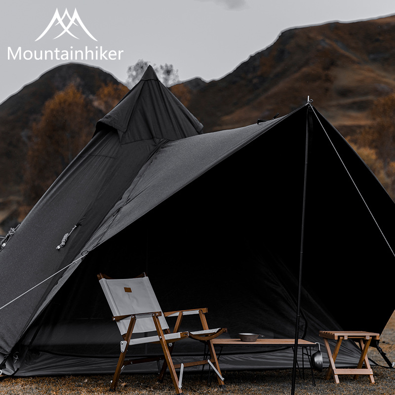 Mountain Guest Mountainhiker Camping Equipment Teepee Tent Sunscreen And Waterproof Outdoor BLACK TOWER Canopy Tent