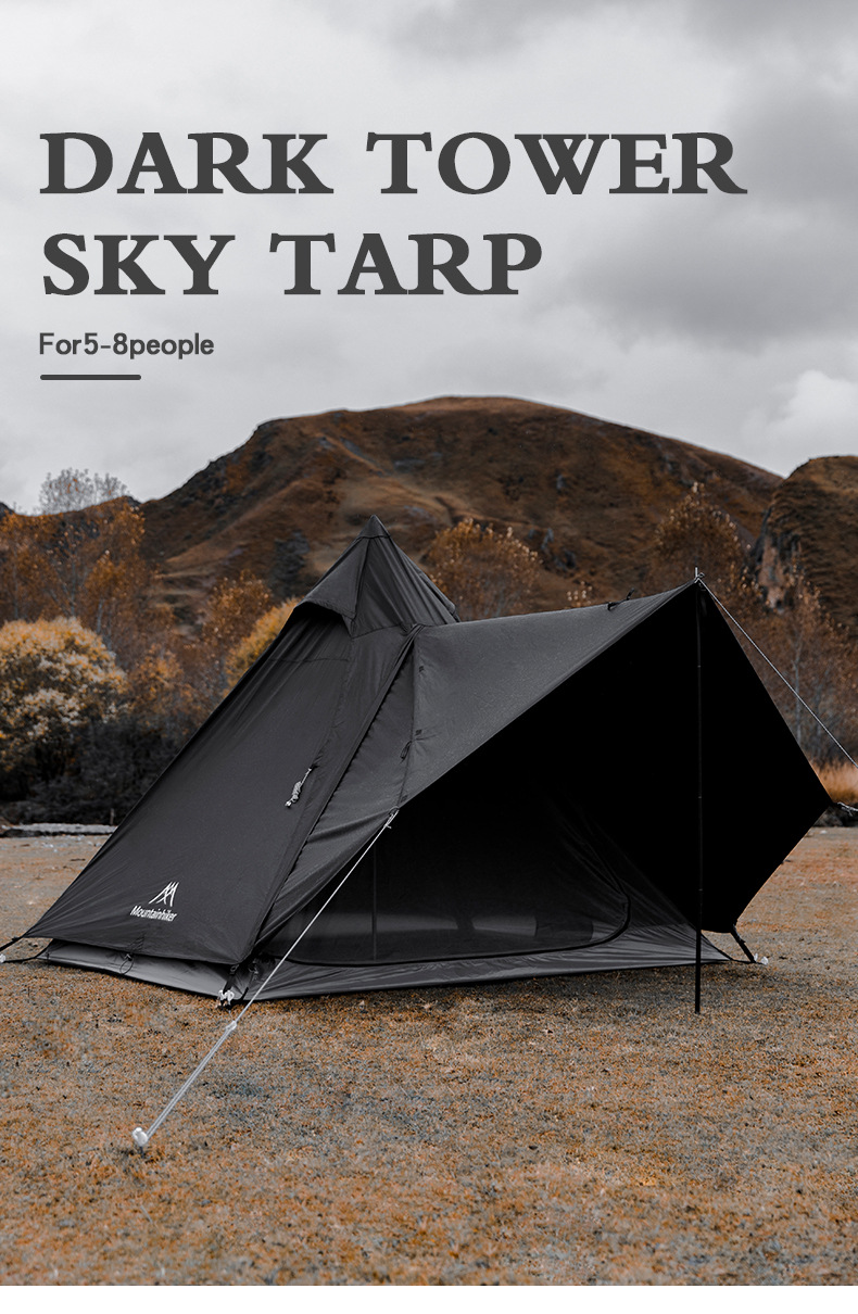 Mountain Guest Mountainhiker Camping Equipment Teepee Tent Sunscreen And Waterproof Outdoor BLACK TOWER Canopy Tent