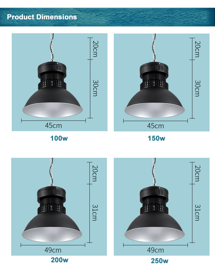 led high bay light 100w indoor highbay 200w warehouse garment factory workshop industrial lighting canopy lights