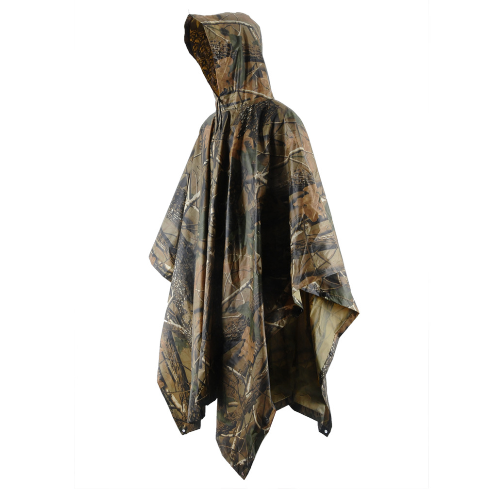 Amazon Hot Selling PVC Camouflage Multifunction Poncho Camouflage Raincoat Can Also Be Used as Floor Mat Canopy