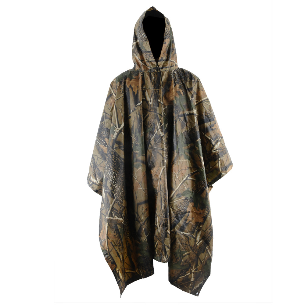 Amazon Hot Selling PVC Camouflage Multifunction Poncho Camouflage Raincoat Can Also Be Used as Floor Mat Canopy