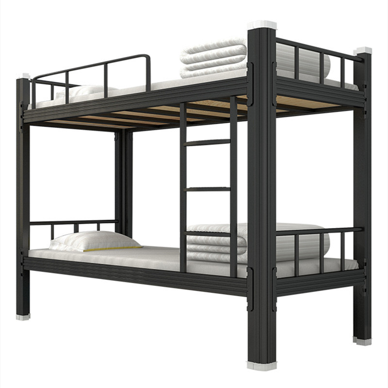 Upper and Lower Bunk Iron Bed Height-Adjustable Bed Staff Dormitory Canopy Bed Student Dormitory Bunk Bed Apartment Adult Iron Bed