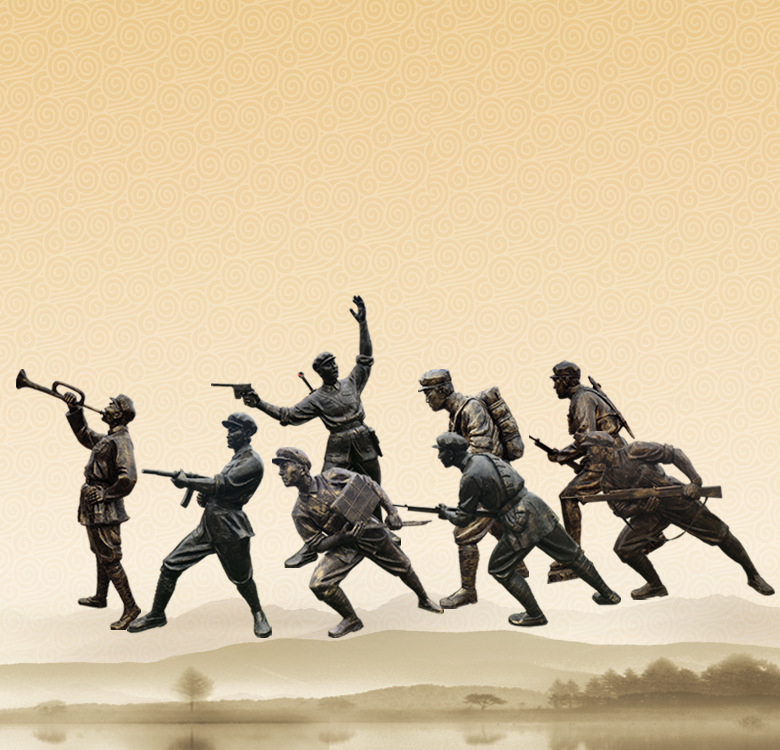 Fiberglass Eighth Route Army Imitation Copper Character Red Army Sculpture Cast Copper Red Theme Culture Anti-Japanese War Memorial Landscape Customization
