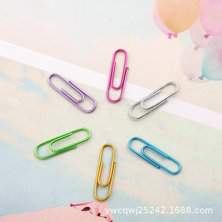 Factory Wholesale Plastic-Covered Paper Clip Bulk Gold 32mm/28mm Paper Clip Electroplated Rose Gold Color round Shape