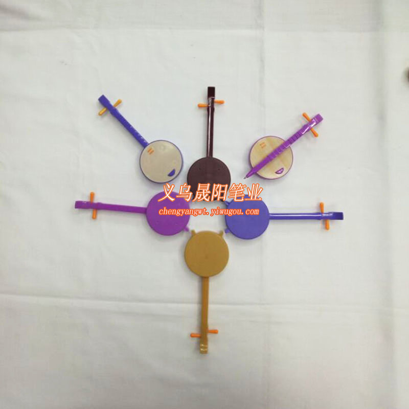 4 sets of PVC boxed mini small lute craft advertising ball pen erhu music pen