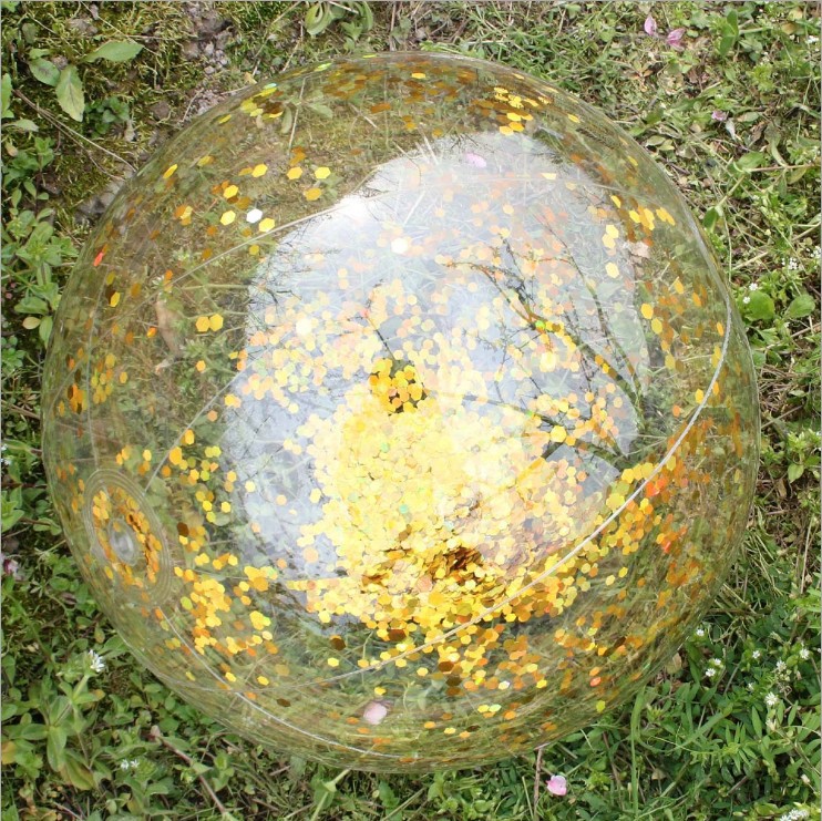 Internet Celebrity Transparent PVC Gold Leaf Flash Ball Water Toy Photo Props Inflatable Sequins Beach Ball