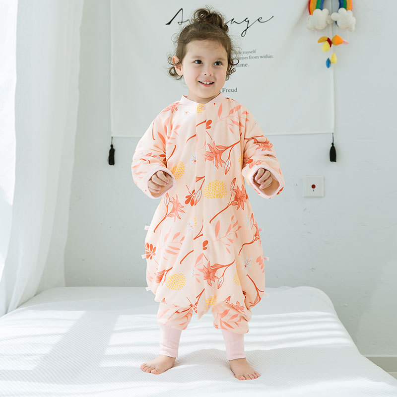 Baby Sleeping Bag Winter UTC Constant Temperature Sleeping Bag Removable Sleeve Baby Split Leg Sleeping Bag Children&#039;s Anti-Kick Quilt Extra Thick Sleeping Bag