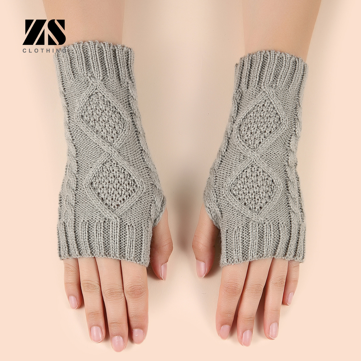 Knit Acrylic Gloves Rhombus Pattern Women Winter Mittens War