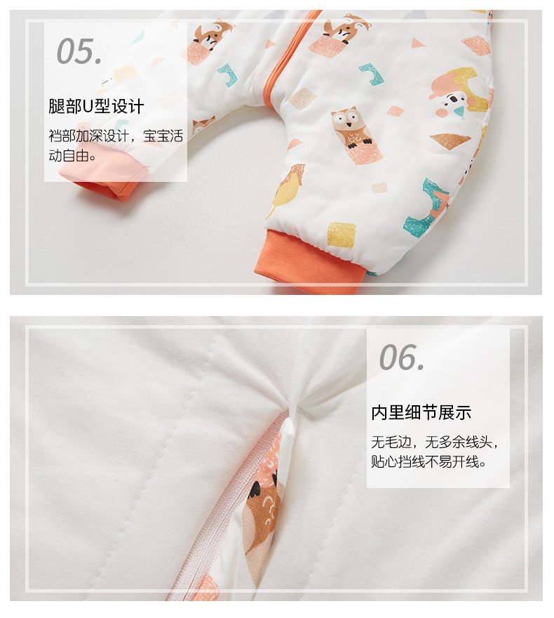 Autumn and Winter Thin Cotton Split Leg Newborn Removable Sleeve Children Sleeping Bag Anti-Kicking Blanket Baby Jumpsuits Baby Gauze Sleeping Bag
