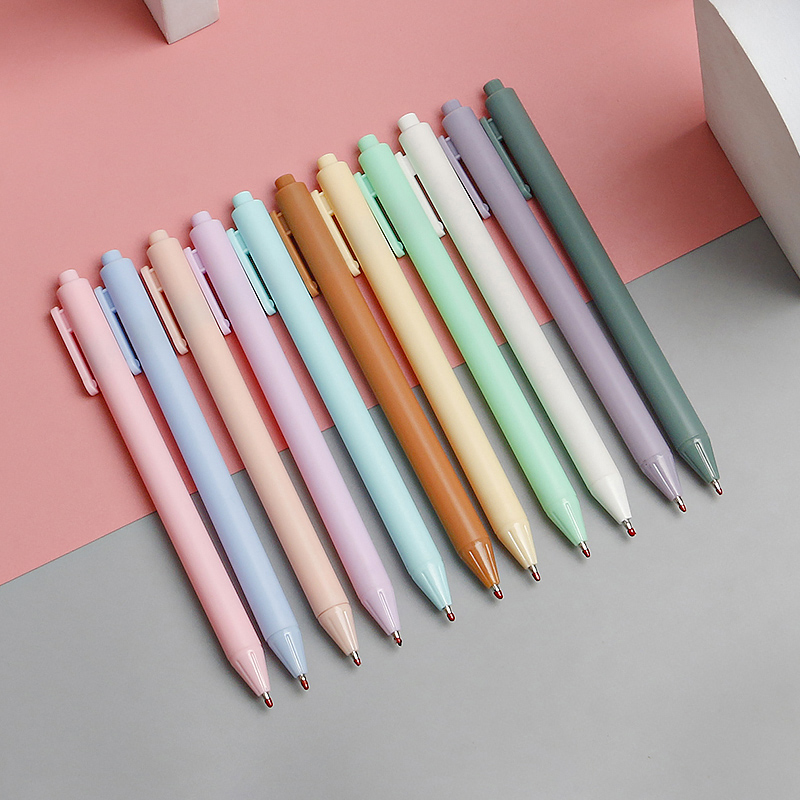 Pen Ins Morandi Macaron Student Good-looking Color Black Frosted Press Simple Gel Pen