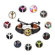 The latest European and American peace anti-war logo leather bracelet hand-woven personalized bracelet diy jewelry. The latest European and American peace anti-war logo leather bracelet hand-woven personalized bracelet diy jewelry.
