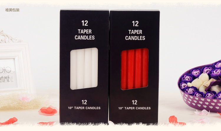 Household Lighting Candle 10-Inch Wedding Banquet Candle Dinner Smoke-Free Birthday Long Brush Holder Wax Taper Candle Daily Candle