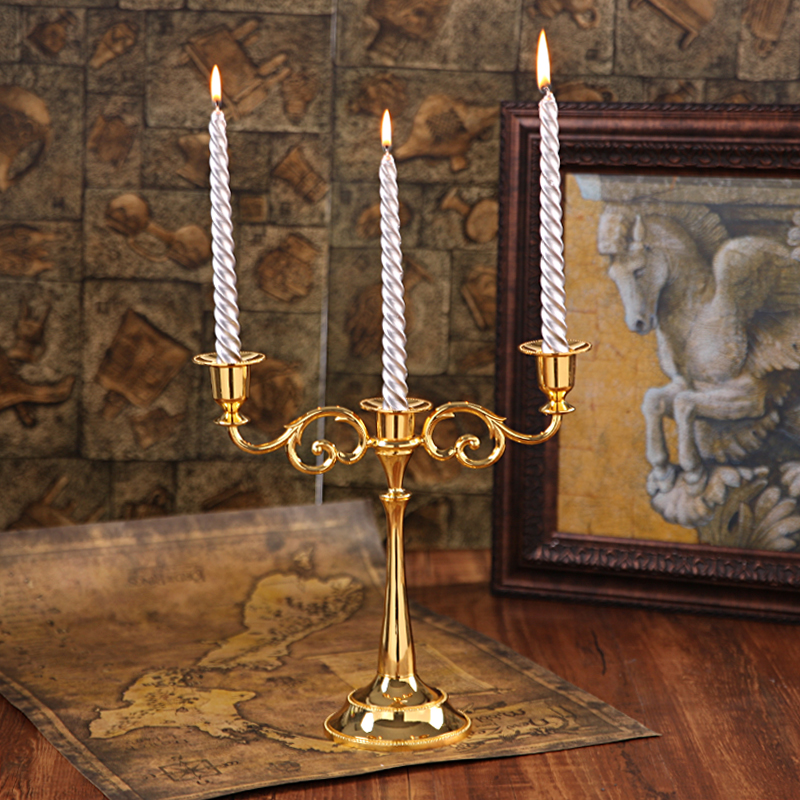 European-Style Candle Electroplating Spiral Thread Candle Wedding Candle Dinner Smoke-Free Long Brush Holder Wax 4 Pcs/box Free Shipping