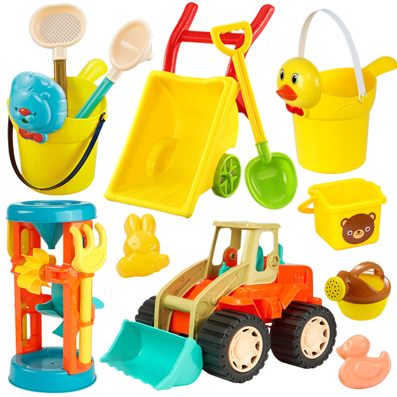 Children&#039;s Beach Toy Suit Baby Playing in Water Sand Digging Tool Ketsumeishi Sand Basin Trolley Bucket Hourglass Shovel