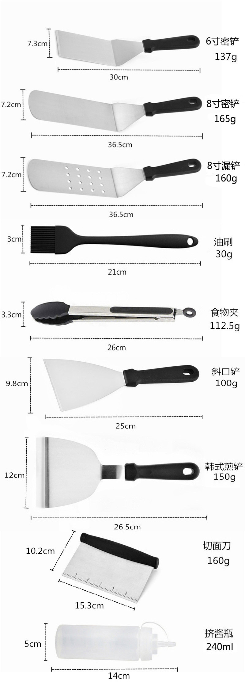 Amazon Hot Selling Stainless Steel Barbecue Suit Outdoor Barbecue Tools BBQ Grill Cooking Shovel Teppanyaki Shovel Amazon Hot Selling Stainless Steel Barbecue Suit Outdoor Barbecue Tools BBQ Grill Cooking Shovel Teppanyaki Shovel