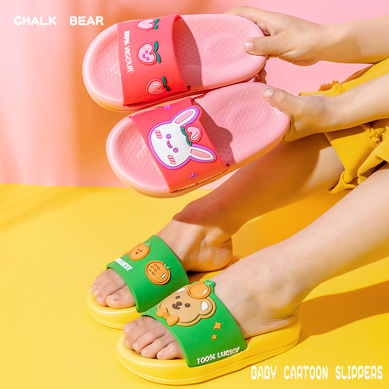 Chalk Bear 2021 Summer New Cartoon Bear Rabbit Boys and Girls Children&#039;s Slippers Bath Beach Children&#039;s Slippers