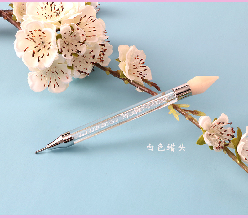 Nail Art Spot Drill Crayon Double Head Spot Drill Tool Suction Drill Painting Pen Wax Head Diamond Spot Drill Nail Brush New