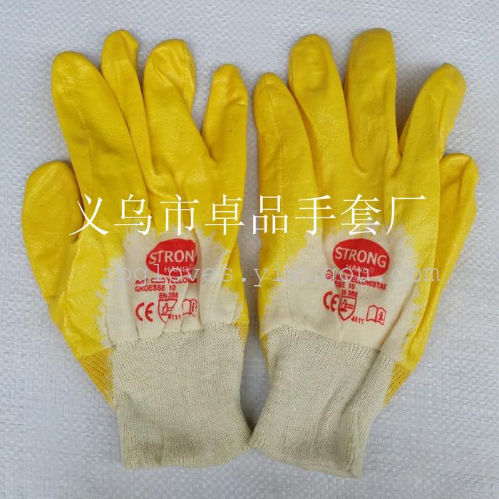 Manufacturers selling cotton knitted flannel gloves dipped nitrile cuff NBR gloves