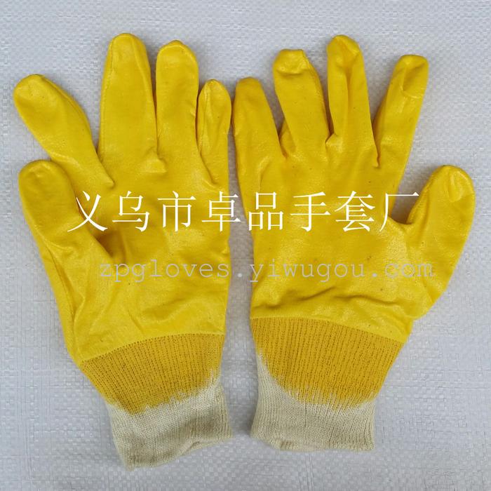 Manufacturers selling cotton knitted flannel gloves dipped nitrile cuff NBR gloves