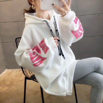 250g David style autumn/winter update hoodie with velvet cuff monogram print long sleeve sweater for women