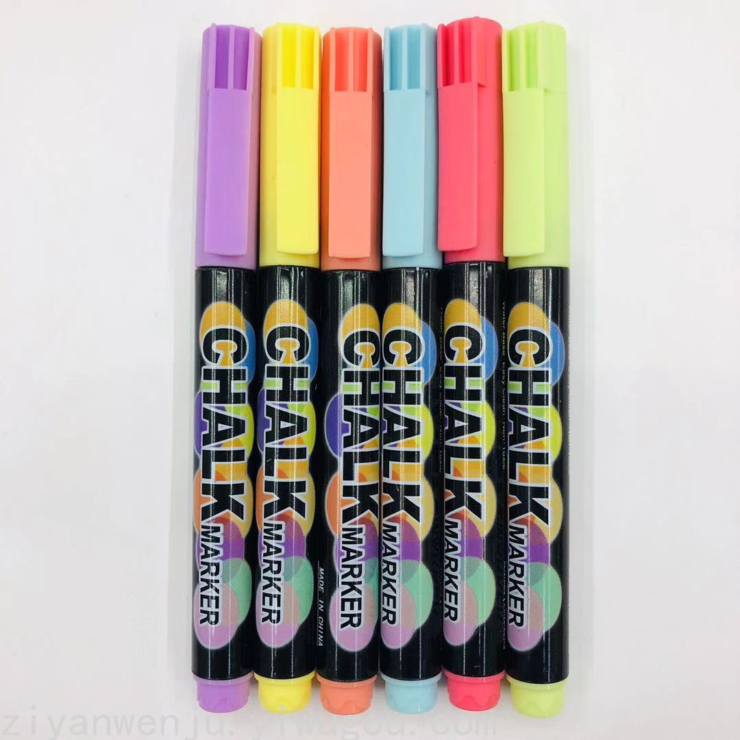 Color Light Board Pen 6 Colors PVC Bagged Chalk Marker