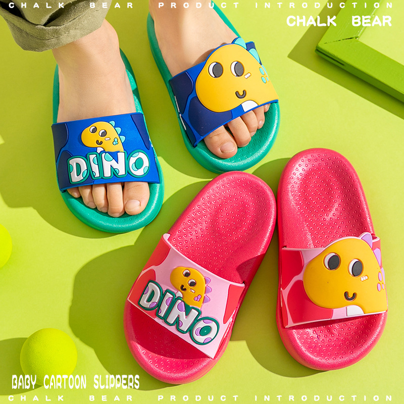 Children&#039;s Slippers Summer 2021 Chalk Bear New Cute Cartoon Dinosaur Parent-Child Boys and Girls Children&#039;s Sandals Wholesale