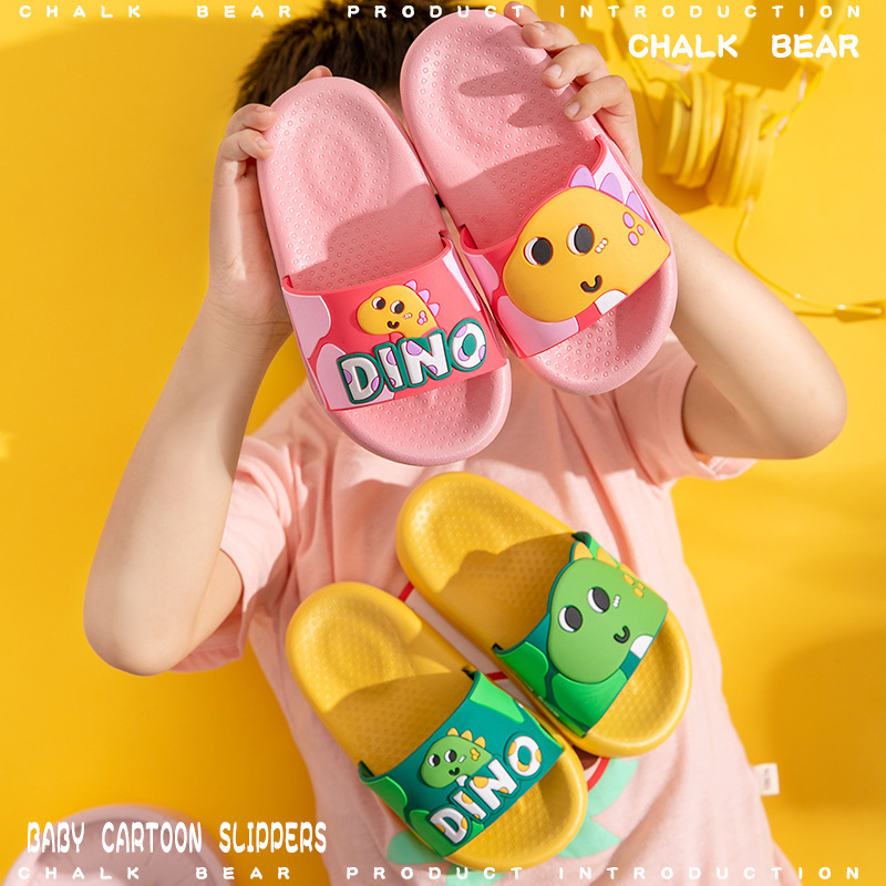 Children&#039;s Slippers Summer 2021 Chalk Bear New Cute Cartoon Dinosaur Parent-Child Boys and Girls Children&#039;s Sandals Wholesale