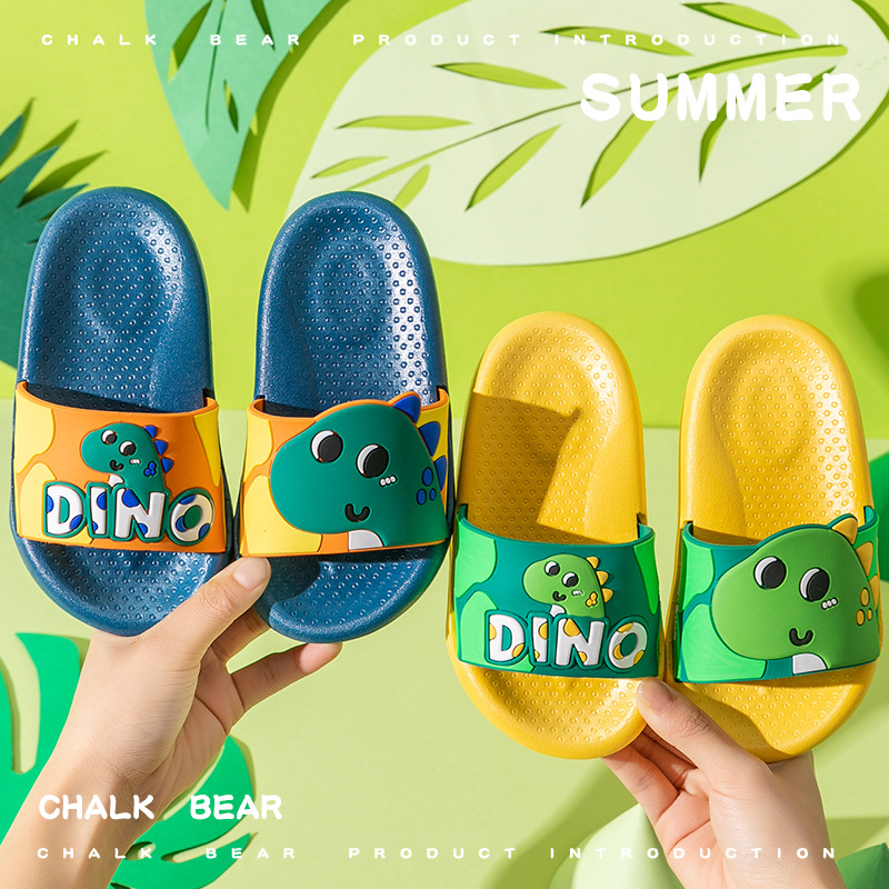 Children&#039;s Slippers Summer 2021 Chalk Bear New Cute Cartoon Dinosaur Parent-Child Boys and Girls Children&#039;s Sandals Wholesale