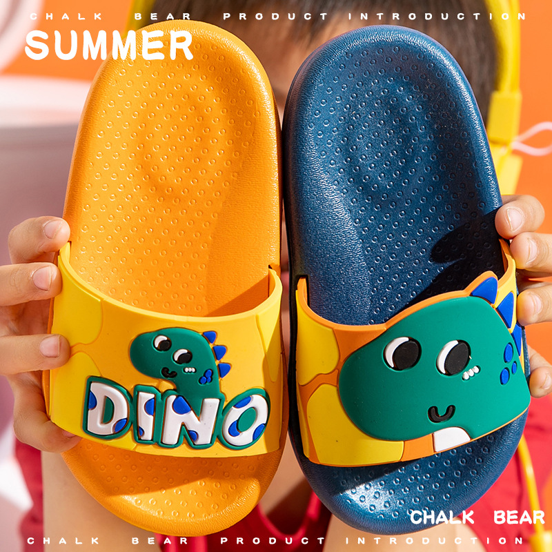 Children&#039;s Slippers Summer 2021 Chalk Bear New Cute Cartoon Dinosaur Parent-Child Boys and Girls Children&#039;s Sandals Wholesale