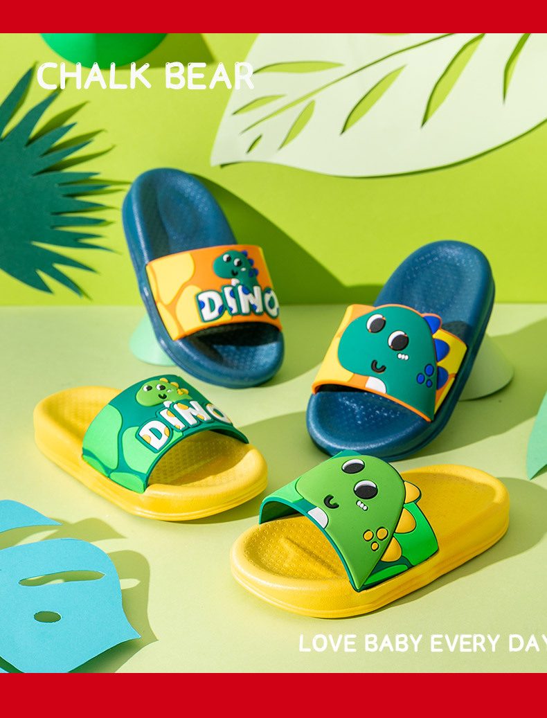 Children's Slippers Summer 2021 Chalk Bear New Cute Cartoon Dinosaur Parent-Child Boys and Girls Children's Sandals Wholesale