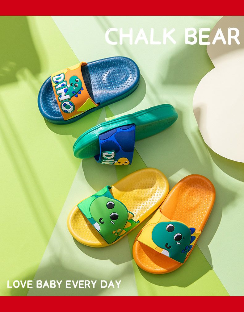 Children's Slippers Summer 2021 Chalk Bear New Cute Cartoon Dinosaur Parent-Child Boys and Girls Children's Sandals Wholesale