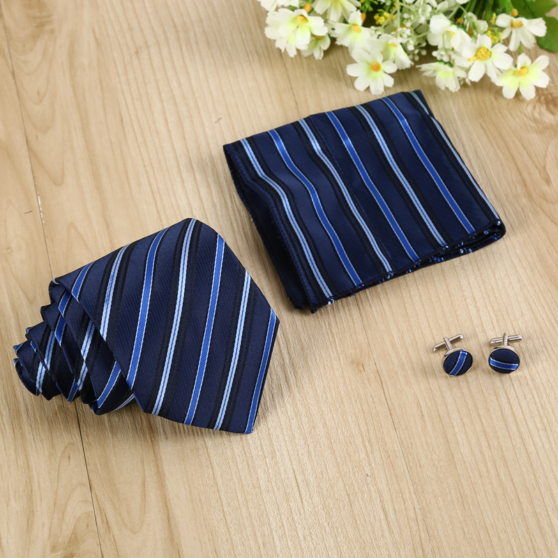Factory Direct Sales Exquisite Fashion Large Window Tie Square Scarf Cuff Gift Box Three-Piece Set