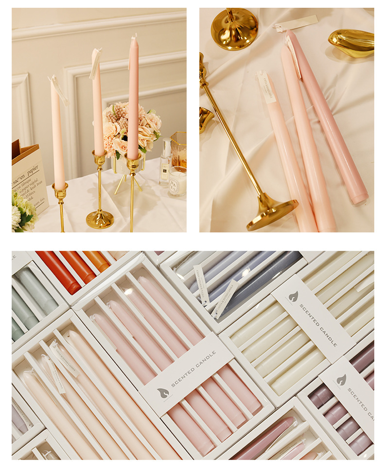 Nordic Morandi Long Brush Holder Aromatherapy Candle Sweet Wedding Gift Banquet Candle Dinner Gradient Color Long Brush Holder Wax Nordic Morandi Long Brush Holder Aromatherapy Candle Sweet Wedding Gift Banquet Candle Dinner Gradient Color Long Brush Holder Wax