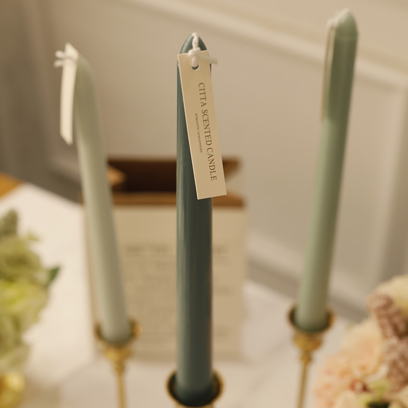 Nordic Morandi Long Brush Holder Aromatherapy Candle Sweet Wedding Gift Banquet Candle Dinner Gradient Color Long Brush Holder Wax