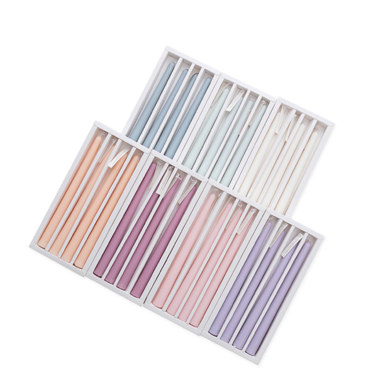 Nordic Morandi Long Brush Holder Aromatherapy Candle Sweet Wedding Gift Banquet Candle Dinner Gradient Color Long Brush Holder Wax
