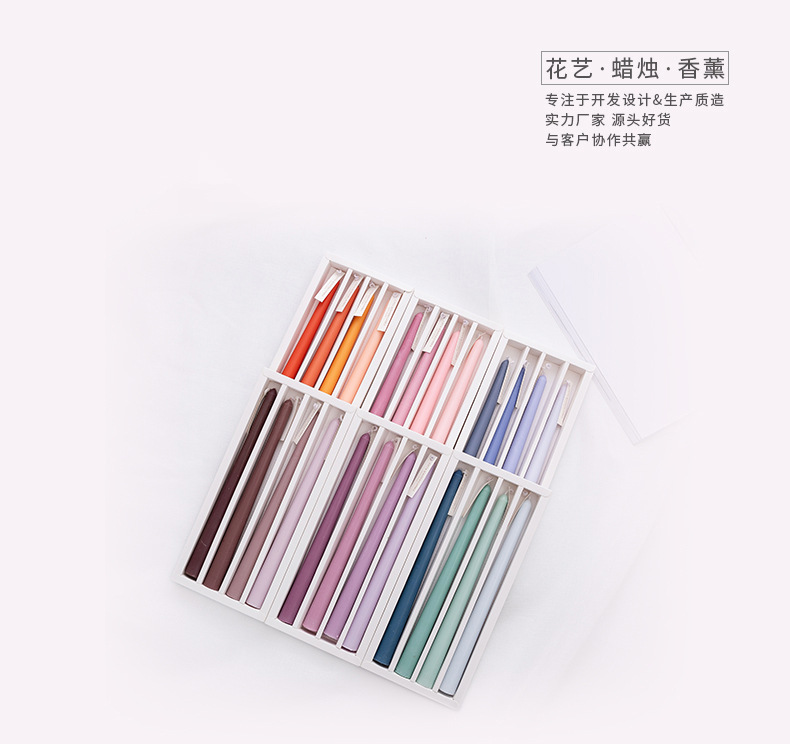 Nordic Morandi Long Brush Holder Aromatherapy Candle Sweet Wedding Gift Banquet Candle Dinner Gradient Color Long Brush Holder Wax Nordic Morandi Long Brush Holder Aromatherapy Candle Sweet Wedding Gift Banquet Candle Dinner Gradient Color Long Brush Holder Wax