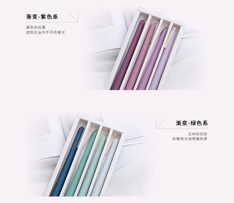 Nordic Morandi Long Brush Holder Aromatherapy Candle Sweet Wedding Gift Banquet Candle Dinner Gradient Color Long Brush Holder Wax Nordic Morandi Long Brush Holder Aromatherapy Candle Sweet Wedding Gift Banquet Candle Dinner Gradient Color Long Brush Holder Wax