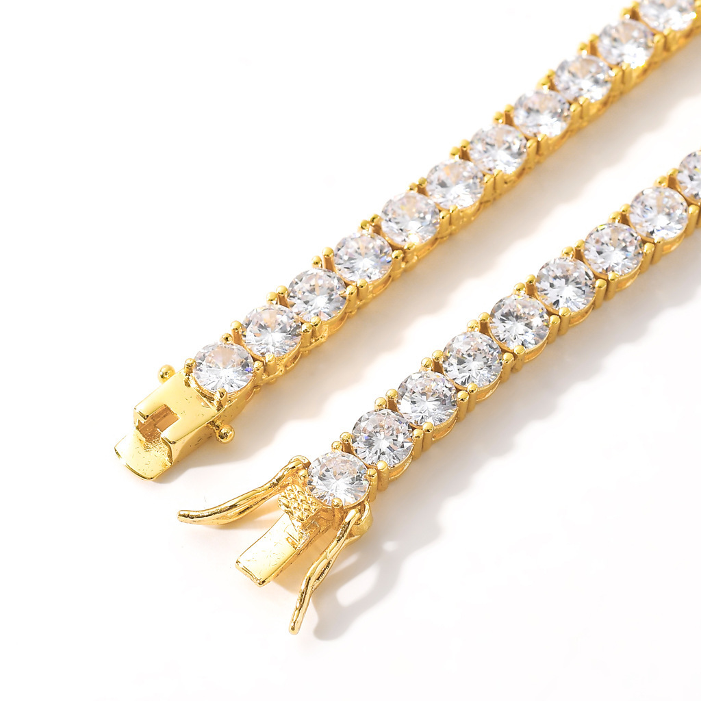 European and American Style Necklace Hip Hop 3mm 5mm Zircon Tennis Chain Zircon Bracelet Necklace Tennis Chain European and American Style Necklace Hip Hop 3mm 5mm Zircon Tennis Chain Zircon Bracelet Necklace Tennis Chain