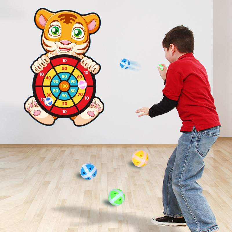 Stall Children&#039;s Target Throwing Dart Plate Sticky Ball Self-Adhesive Plate Set Indoor Outdoor Educational Toys Darts