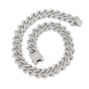 Factory Direct Sales Hip Hop Tennis Chain 5mm Single Row Inlaid Zircon Chain Tennis Chain Transparent Gray Diamond Gun Black Electroplating