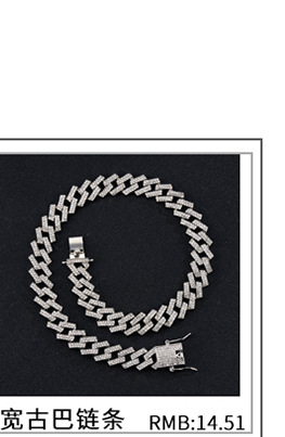Manufacturers Supply European and American Ins Zircon Tennis Chain Full Zircon Hip Hop Men's and Women's Necklaces Tennis Chain