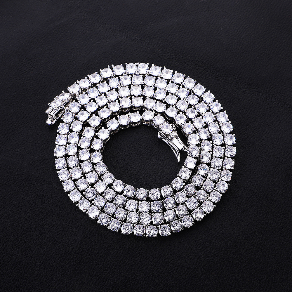 Manufacturers Supply European and American Ins Zircon Tennis Chain Full Zircon Hip Hop Men's and Women's Necklaces Tennis Chain